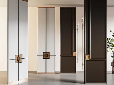 Contemporary Luxury Room Screen Divider With Metal Inlays And Color Contrast Design 3d model
