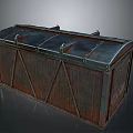 Rustic Wooden Chest With Metal Rivets And Textured Industrial Design Surface