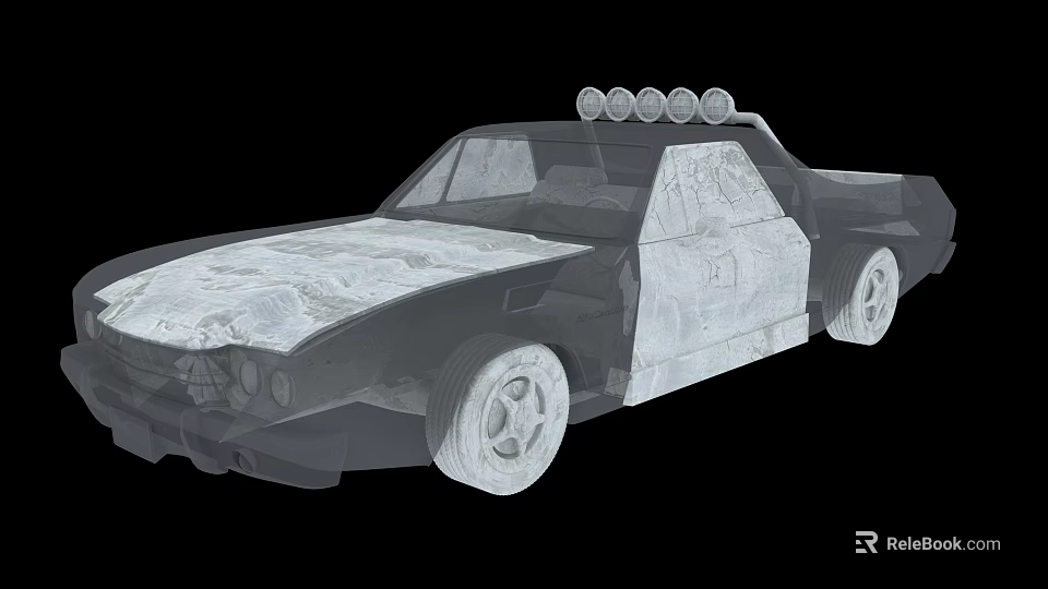 Practical Utility Vehicle Featuring Roof Mounted Circular Lights And Durable Wheel Design 3d model 