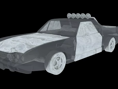 Practical Utility Vehicle Featuring Roof Mounted Circular Lights And Durable Wheel Design 3d model