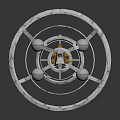 Futuristic Metallic Mechanical Structure With Circular Rings Spherical Components And Precision Parts