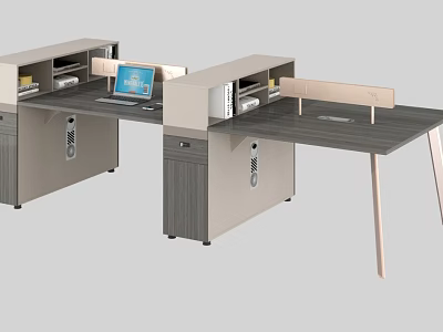 Modern Office Workstation With Partition Desk Computer Drawers And Cabinets 3d model