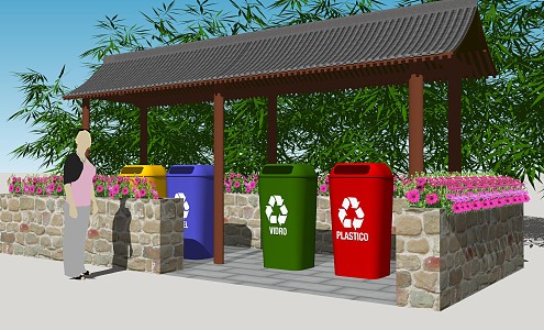 Modern trash can rural garbage collection point 3d model