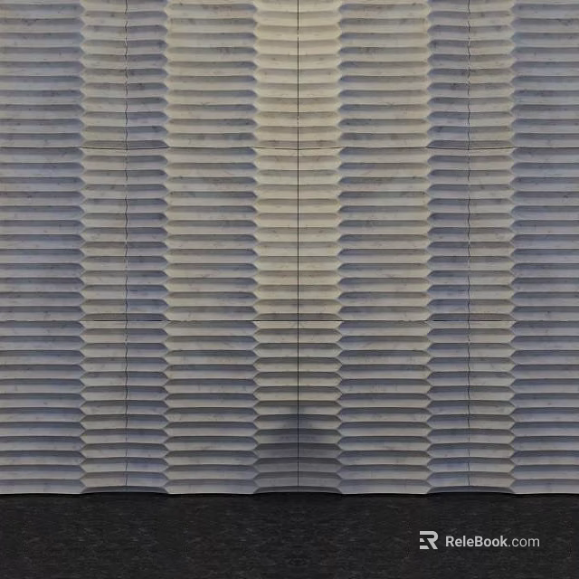 Textured Wall Surface with Regular Ribbed Patterns in Light Gray Neutral Tone 3d model