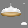 Modern White Pendant Light With Dome Shade And Gold Interior For Interior Decoration