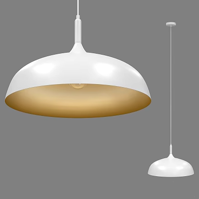 Modern White Pendant Light With Dome Shade And Gold Interior For Interior Decoration 3d model