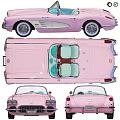 Pink Classic Convertible Car With Vintage Exterior Design And Retro Styling