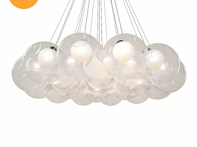Modern Transparent Spherical Chandelier With Hanging Design And Bright Light Sources 3d model