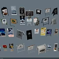 Various Advertising Display Stands With Different Designs And Retail Signage Styles