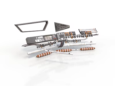 Mechanical Equipment Set With Metal Components Tool Accessories And Handle Grips 3d model