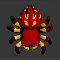 Cute Plush Spider Toy With Red Yellow Body And Black Spots Stripes