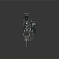 Futuristic Sci-Fi Spaceship With Metallic Hull Detailed Armament Antenna Arrays And Modular Sections