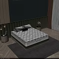 Double Bed with Quilted Mattress and Green Upholstered Headboard in Modern Bedroom