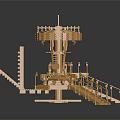 Detailed Copper Architectural Model Design With Intricate Structure Staircases Platforms And Railings