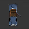 Classic Blue Vintage Convertible Car With Open Top Brown Leather Interior And Chrome Details