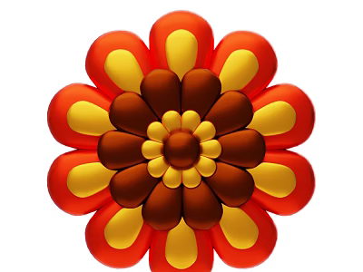 Flower Shaped Decorative Ornament Set With Red Yellow Brown Layered Petals For Home Decoration 3d model