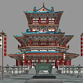 Chinese Pagoda Ancient Architecture Tower Temple Book Pavilion 3d model