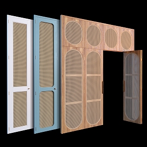 Modern folding door rattan door cover 3d model