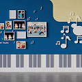 Music Themed Wall Decor with Piano Keyboard Photos Music Notes and Star Elements