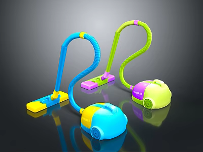 Colorful Electronic Appliances Vibrant Vacuum Cleaners In Blue Green Yellow Pink Purple With Fun Design 3d model