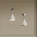 Modern White Conical Ceiling Lights With Silver Metal Base Illuminated Wall Mounted 3d model