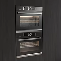 Modern Built In Black Double Kitchen Oven Appliances With Cabinet Design