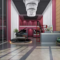 Luxury Boutique Interior With Crystal Chandelier Black Piano Green Armchair And Display Shelves