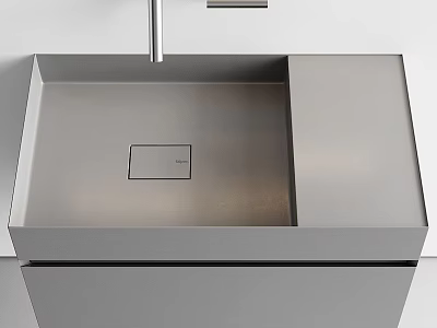Modern Washbasin With Sleek Gray Countertop And Minimalist Faucet Design 3d model