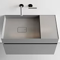 Modern Washbasin With Sleek Gray Countertop And Minimalist Faucet Design