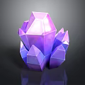 Shiny Purple Polyhedral Crystal Cluster With Geometric Shapes On Dark Surface