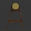Unique Bar Stool Featuring Yellow Barrel Seat Roped On Wooden Ladder Frame