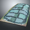 Rectangular Model With Neatly Arranged Chains Rings And Grass Edges On Green Gray Coverings 3d model