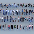Diverse Group of People in Various Poses and Different Clothing Styles