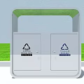 Outdoor Recycling Bin With Transparent Canopy Two Compartments White Body On Green Grass Background