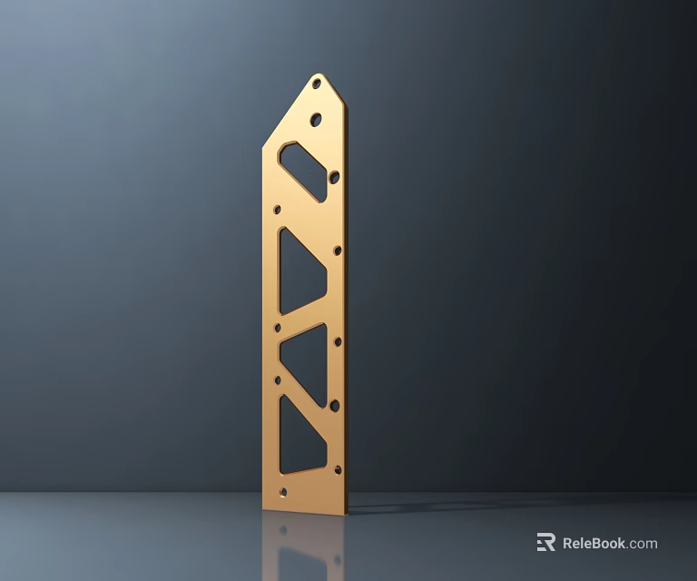 Modern Golden Metal Hinged Door Hardware with Geometric Cutouts and Holes 3d model 