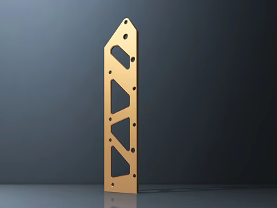 Modern Golden Metal Hinged Door Hardware with Geometric Cutouts and Holes 3d model