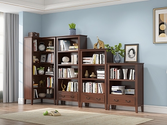 Solid Wood Corner Bookcase Bookshelf Books Study Jewelry 3d model