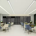 Modern Spacious Clubhouse Interior With Glass Partitions Tables Chairs And Electronic Screens