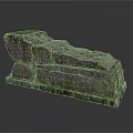 Weathered Natural Stone Bench With Moss Covered Surface And Rough Texture
