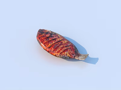 Whole Fresh Grilled Fish With Crispy Golden Brown Skin And Flaky Flesh 3d model