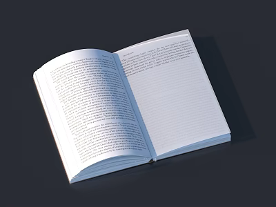 Open Book with Clear Text on Pages Against Dark Background 3d model
