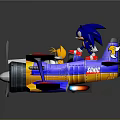 Cartoon Biplane With Sonic And Tails On Colorful Blue Yellow Red Wings Duck Design
