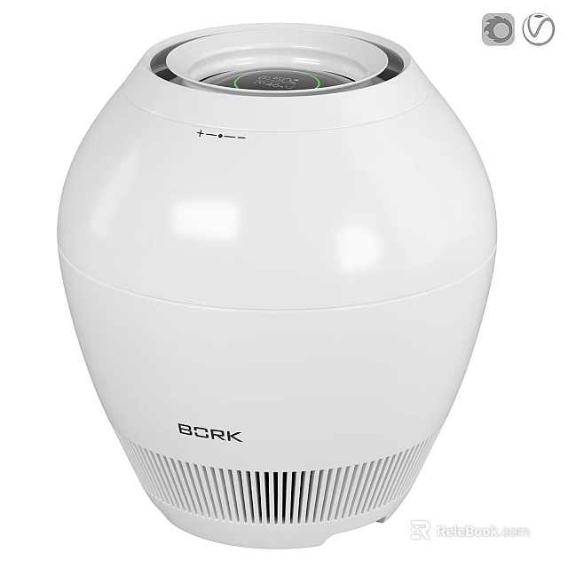 BCRK White Air Purifier With Round Shape And Top Control Panel Design 3d model 