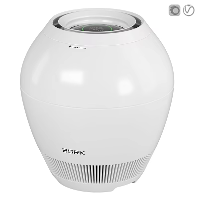 BCRK White Air Purifier With Round Shape And Top Control Panel Design 3d model