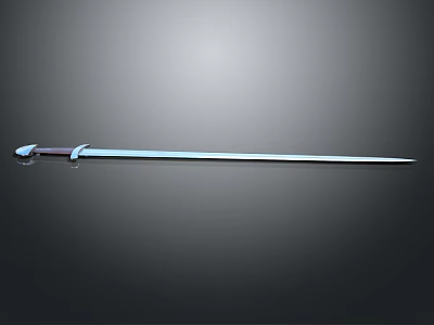 Polished Metallic Sword Featuring Sharp Long Blade And Ornate Handle 3d model