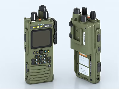 Green MRH-172 VHF Walkie Talkie With Display Screen Buttons And Battery Compartment 3d model