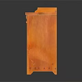 Orange Wooden Cabinet with Double Doors and Flat Decorative Top Modern Stylish Furniture Piece