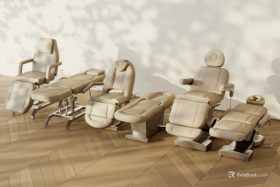 Beige Medical Treatment Chairs In Modern Clinic Space 3d model 