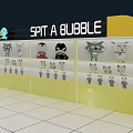 Spit A Bubble Claw Machine Store With Plush Character Dolls On Display Shelves