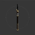 Traditional Spear With Wooden Shaft Twisted Design Metal Accents Golden Details And Sharp Blade